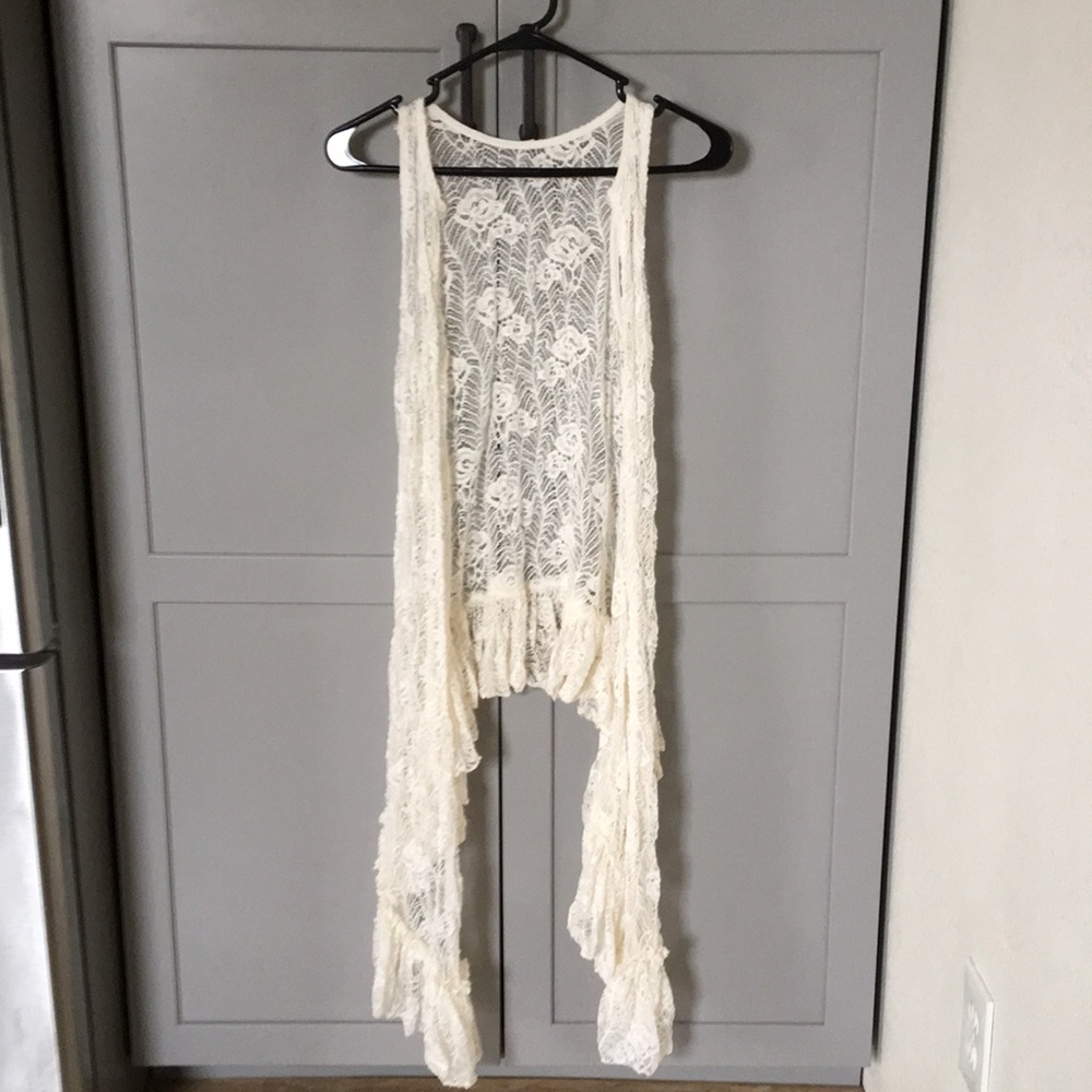 Cream lace vest